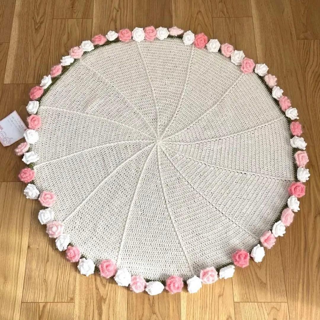 ハンドメイド ブーケブランケット 薔薇 花束 100cm ホワイト ピンク