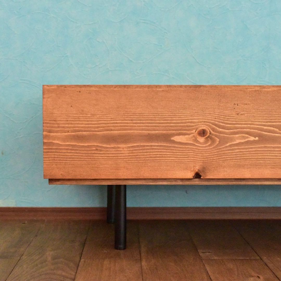 無垢材】テレビボード 150㎝ TVボード ミディアムブラウン鉄脚