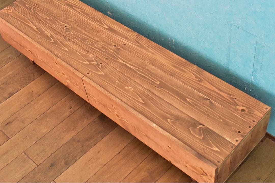 無垢材】テレビボード 150㎝ TVボード ミディアムブラウン鉄脚