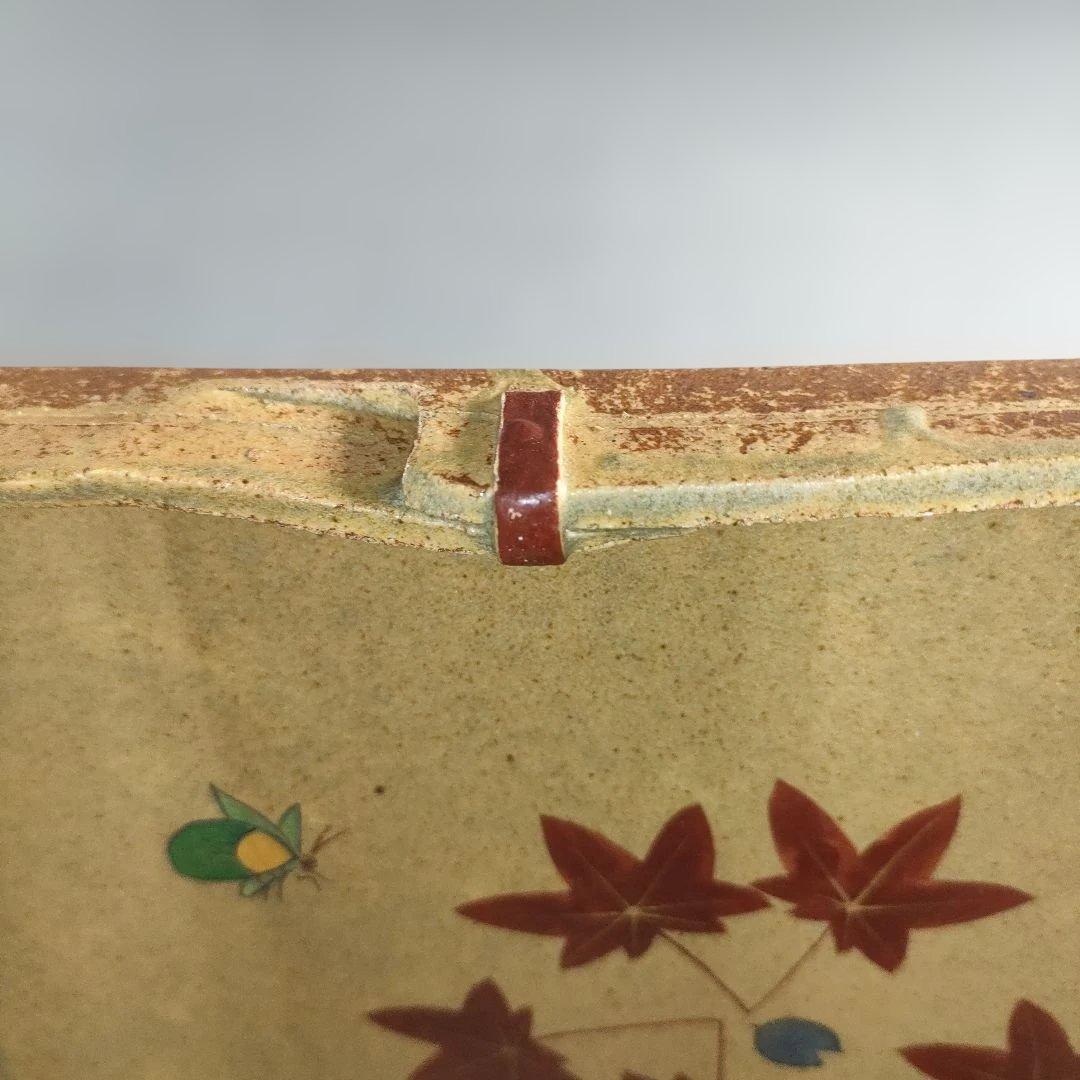 A1399-3/番浦史郎 造/紅葉文四方絵皿/角皿/大皿/飾皿/額皿/懐石道具/