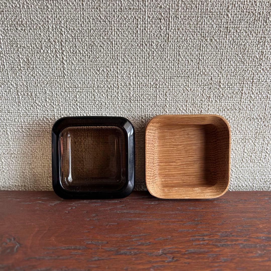 イッタラ◆ヴィトリーニ　ガラス&オーク　ブラウン系　小物入れ　北欧雑貨　廃盤品