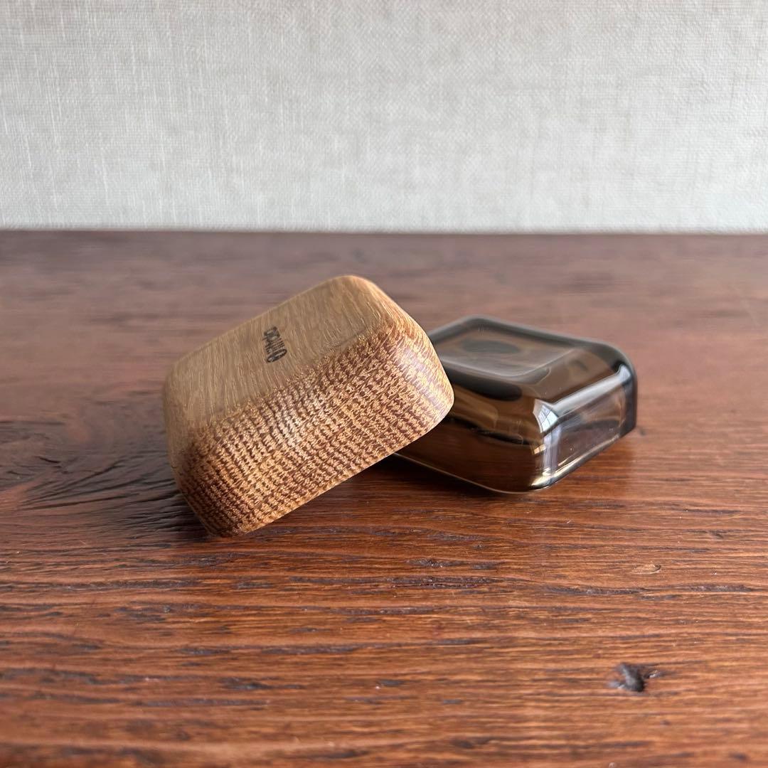 イッタラ◆ヴィトリーニ　ガラス&オーク　ブラウン系　小物入れ　北欧雑貨　廃盤品