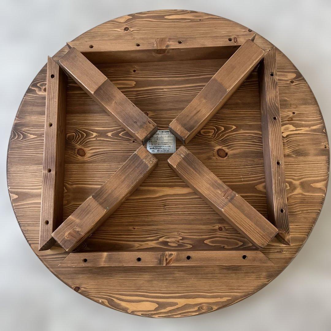 高級折りたたみ式 丸座卓天然木国産松無垢材パイン材 円卓90cm オイル塗装