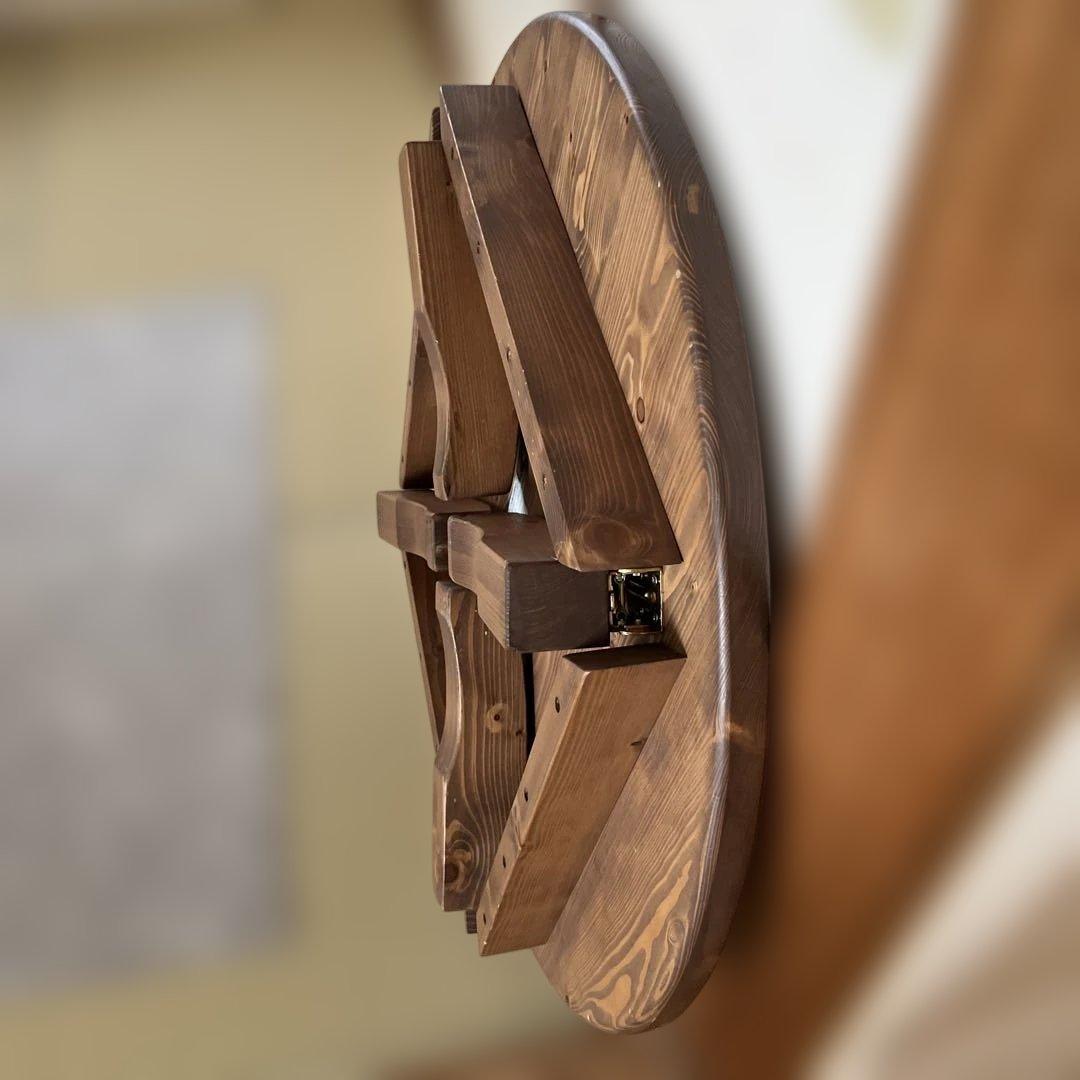 高級折りたたみ式 丸座卓天然木国産松無垢材パイン材 円卓90cm オイル塗装