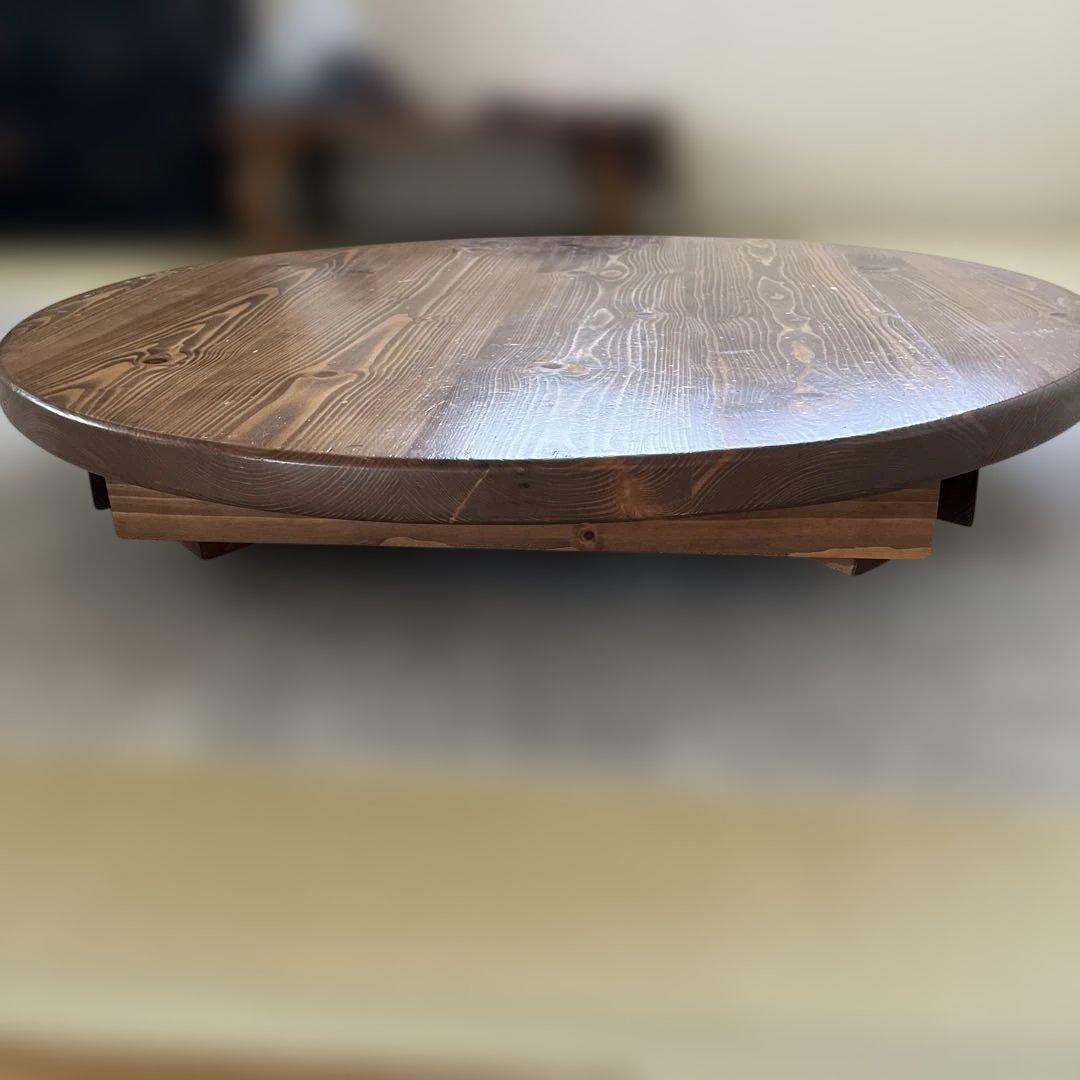 高級折りたたみ式 丸座卓天然木国産松無垢材パイン材 円卓90cm オイル塗装