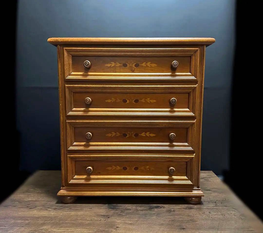 イタリア家具　象嵌　4段　チェスト