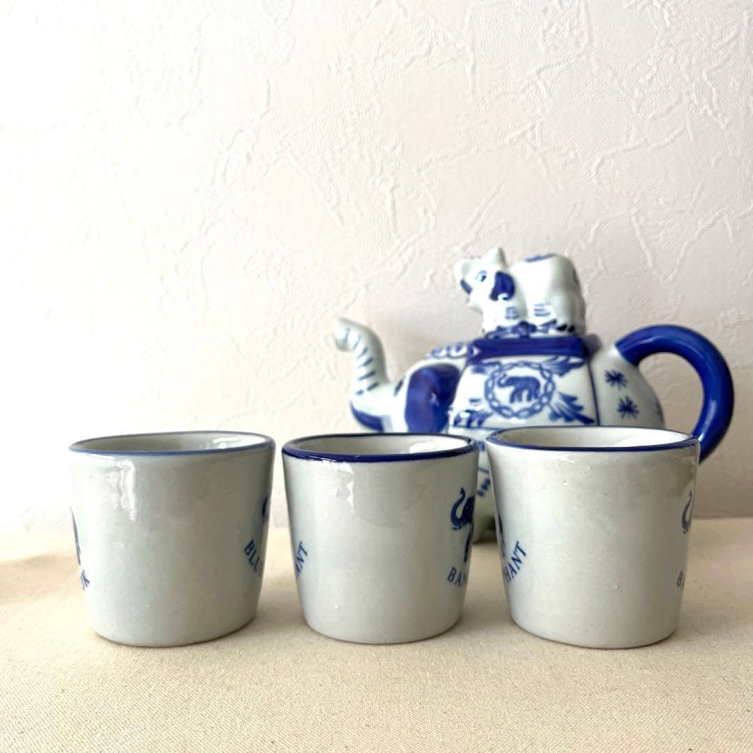 ☆K562○タイ急須ティーポット＆カップ＆ピッチャー【5点】ブルーエレファント