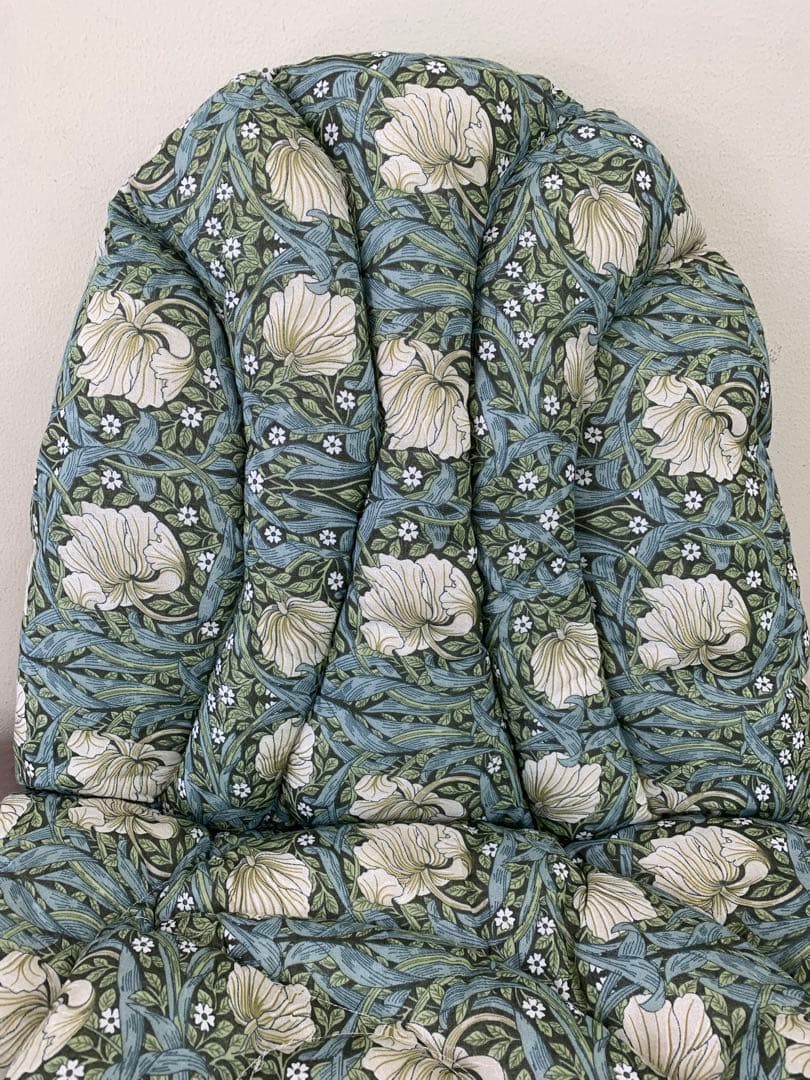 ウィリアムモリス風背当て付き椅子シートクッション2枚セット