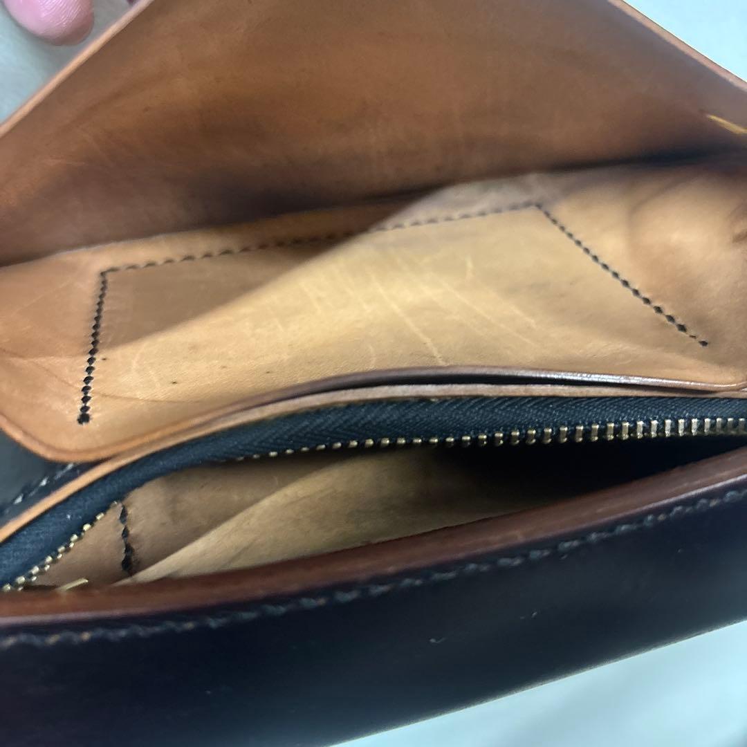 トラッカーウォレット　コードバン ゴールド42TALONジップ　ボタン留め　茶芯