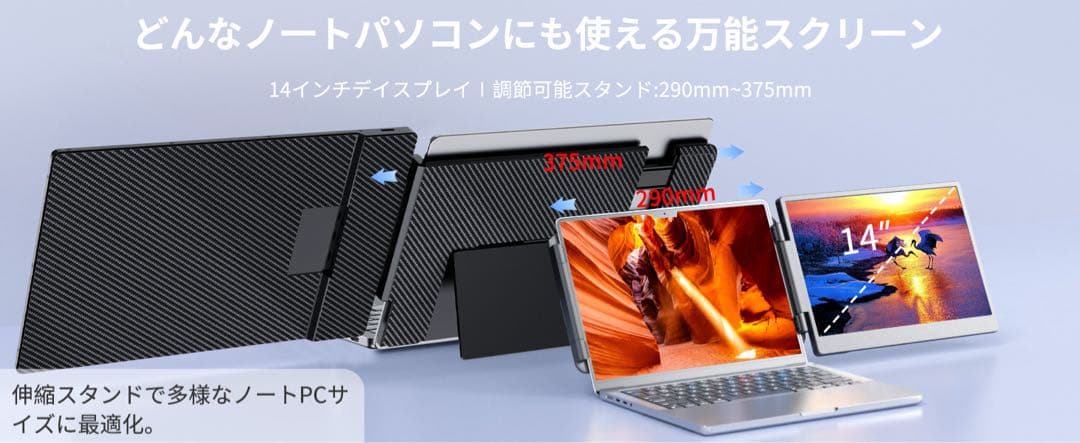 【週末限定セール】【匿名配送】デュアルモニター 14インチ IPS1080P