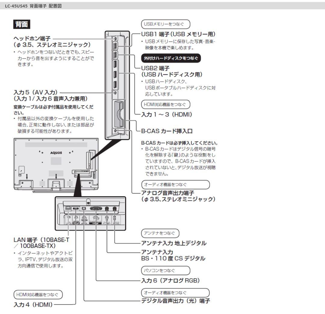 【入力中】AQUOS SHARP 液晶テレビ　LC-45US45