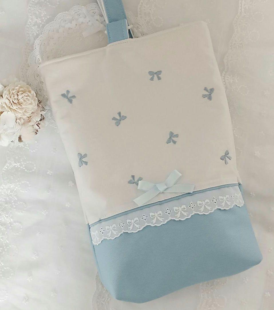 刺繍リボン♡レッスンバック&シューズケース&お着替え袋　入園入学3点セット