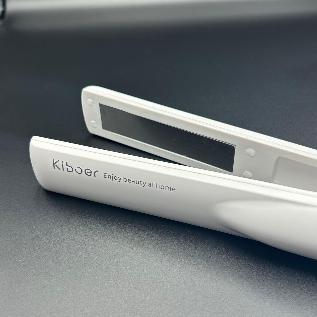 【美品】Kibber 超音波トリートメントアイロン ホワイト 、サロン級 ツヤ髪