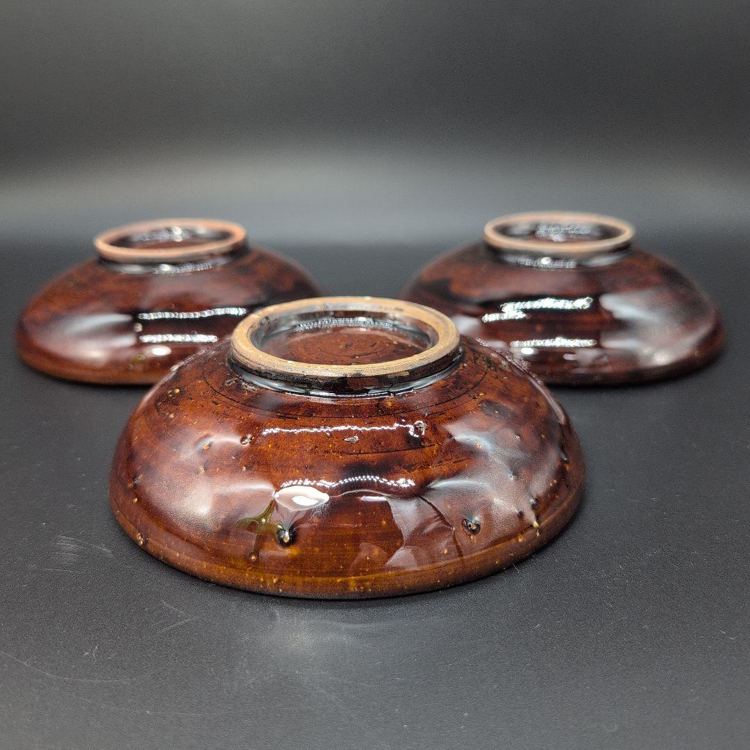 【新品未使用】越前焼 ブラウン 陶器皿型 ３枚 セット 片口 中鉢