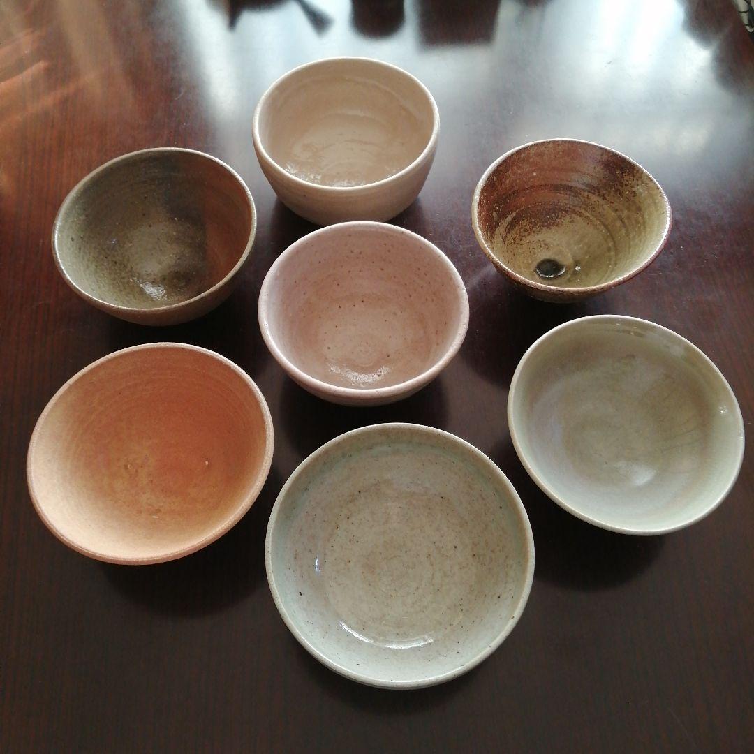 常滑焼　自然釉灰釉中鉢　7客　16～17cm