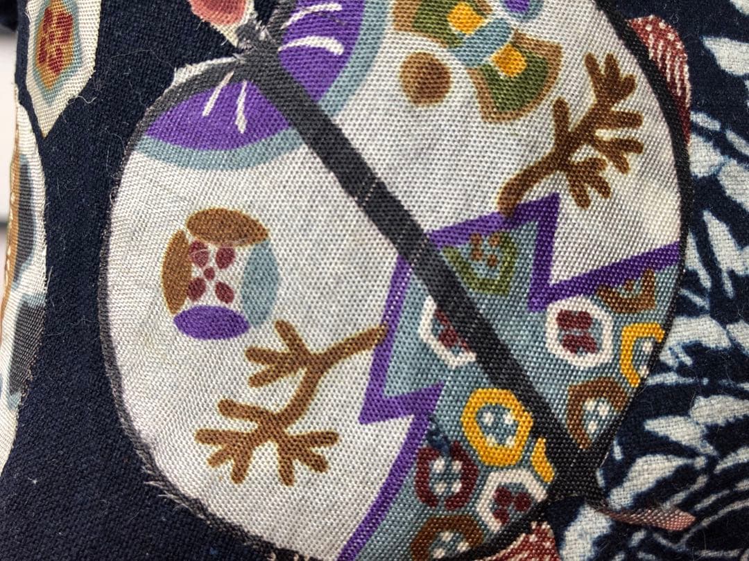 一閑張り　一閑張りバック　藍染　雪ん子　正絹古布　犬張子　狛犬