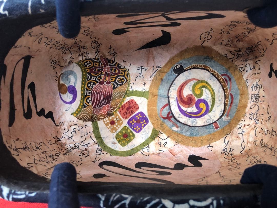 一閑張り　一閑張りバック　藍染　雪ん子　正絹古布　犬張子　狛犬