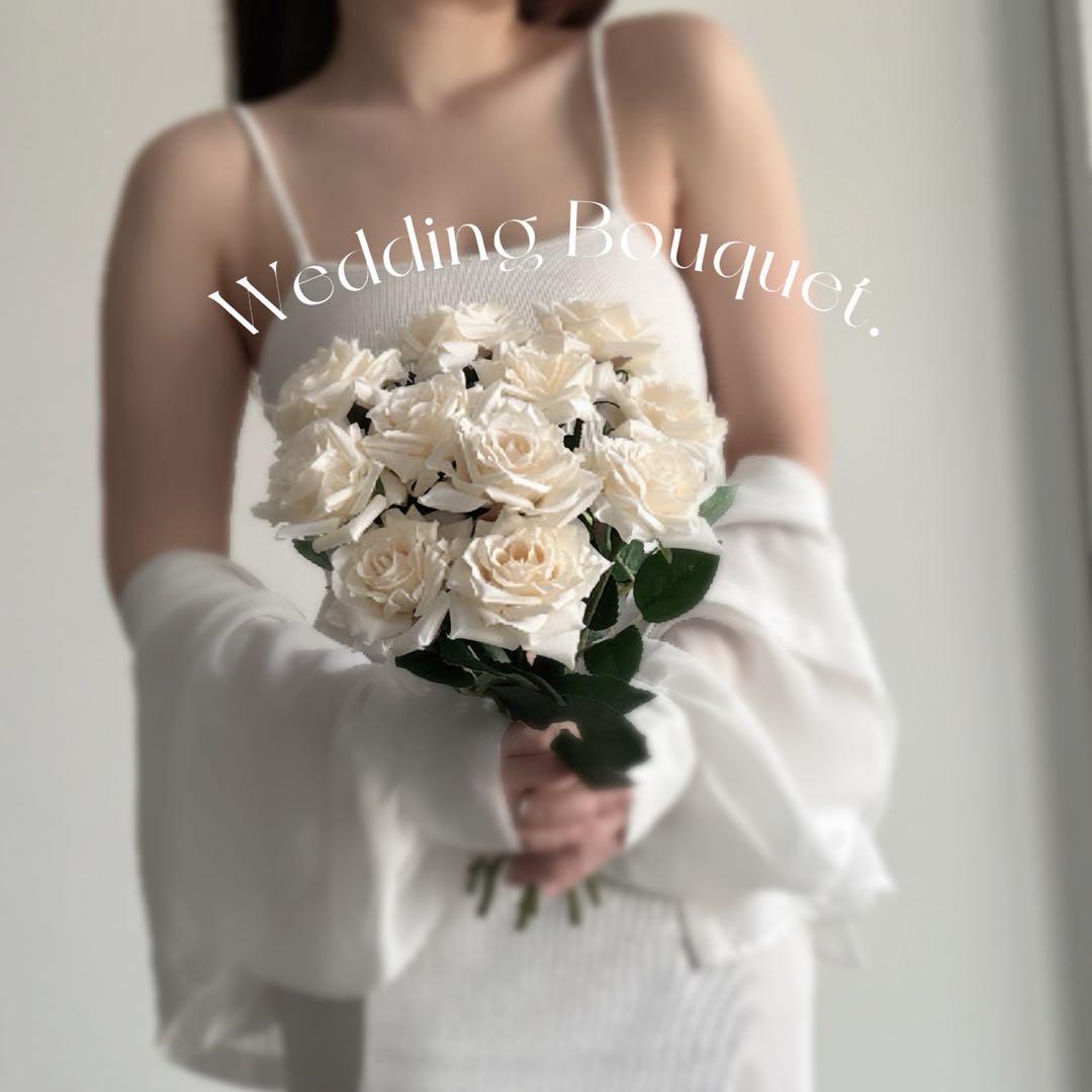 【ブートニア付き】ウェディングブーケ　世界に一つ♡ ブーケ　アーティフィシャル