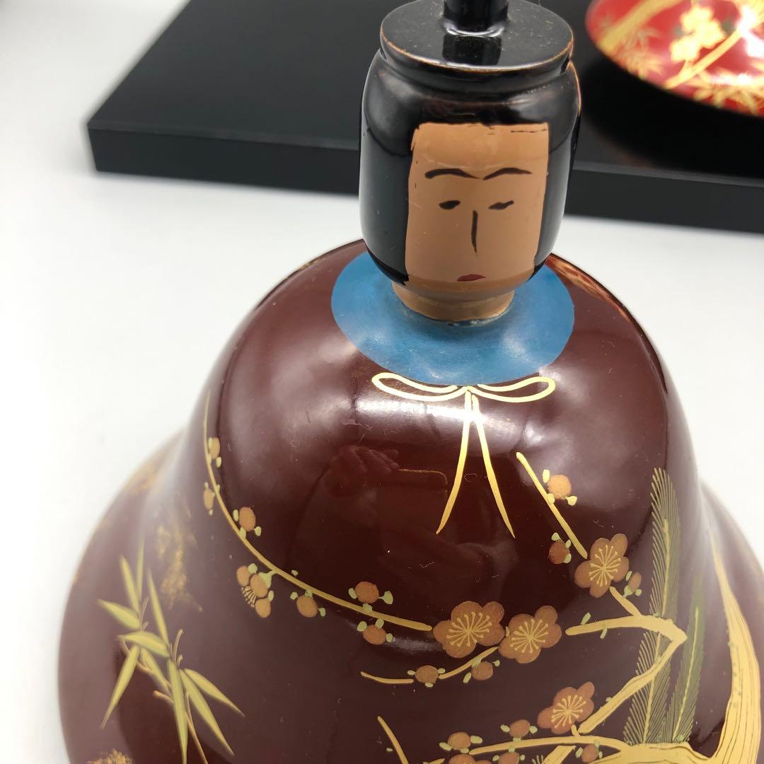希少雛人形伝統工芸漆器木製金彩花柄着物漆塗りひなまつり飾りアンティークお雛様
