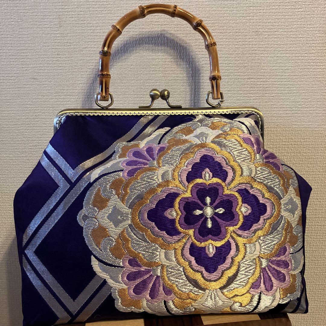 ハンドメイド　帯リメイク　がま口　バッグ