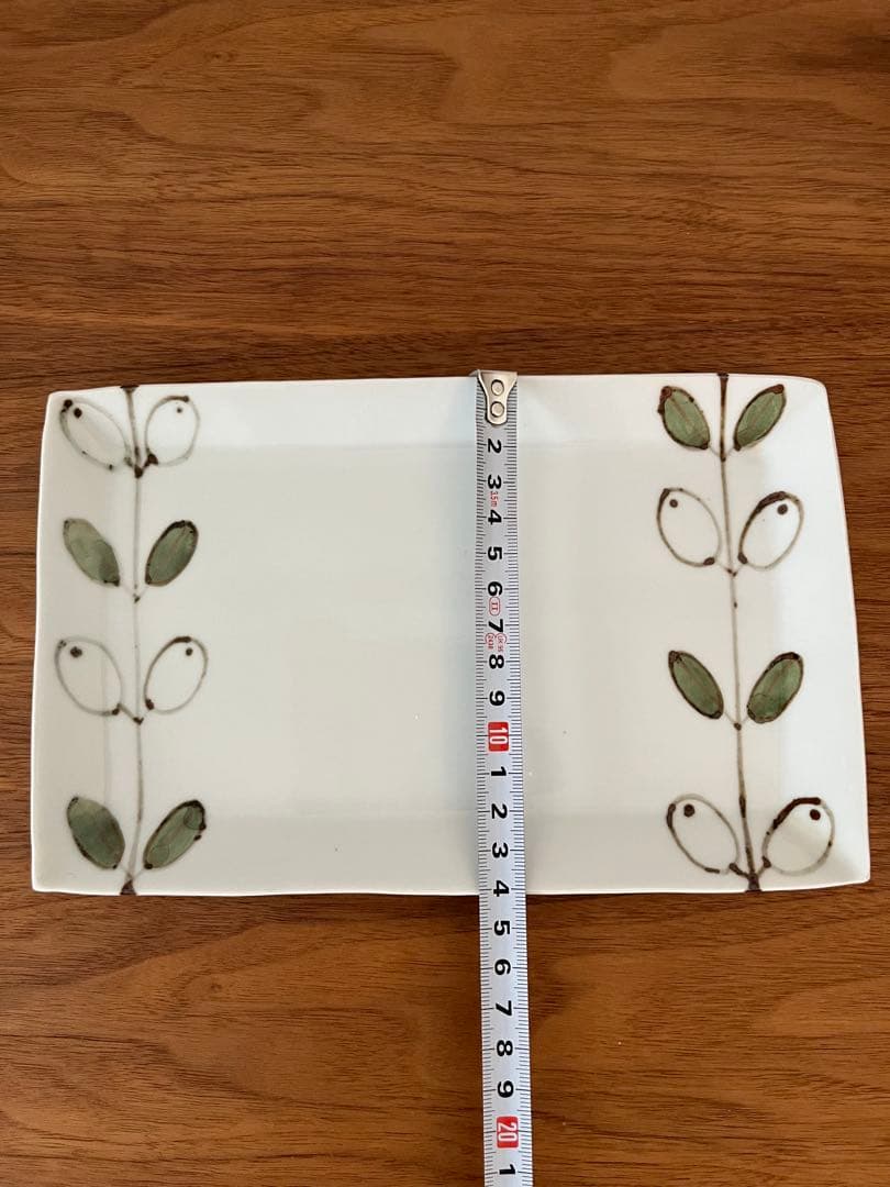 徳永遊心 色絵オリーブ 長角皿 2枚セット