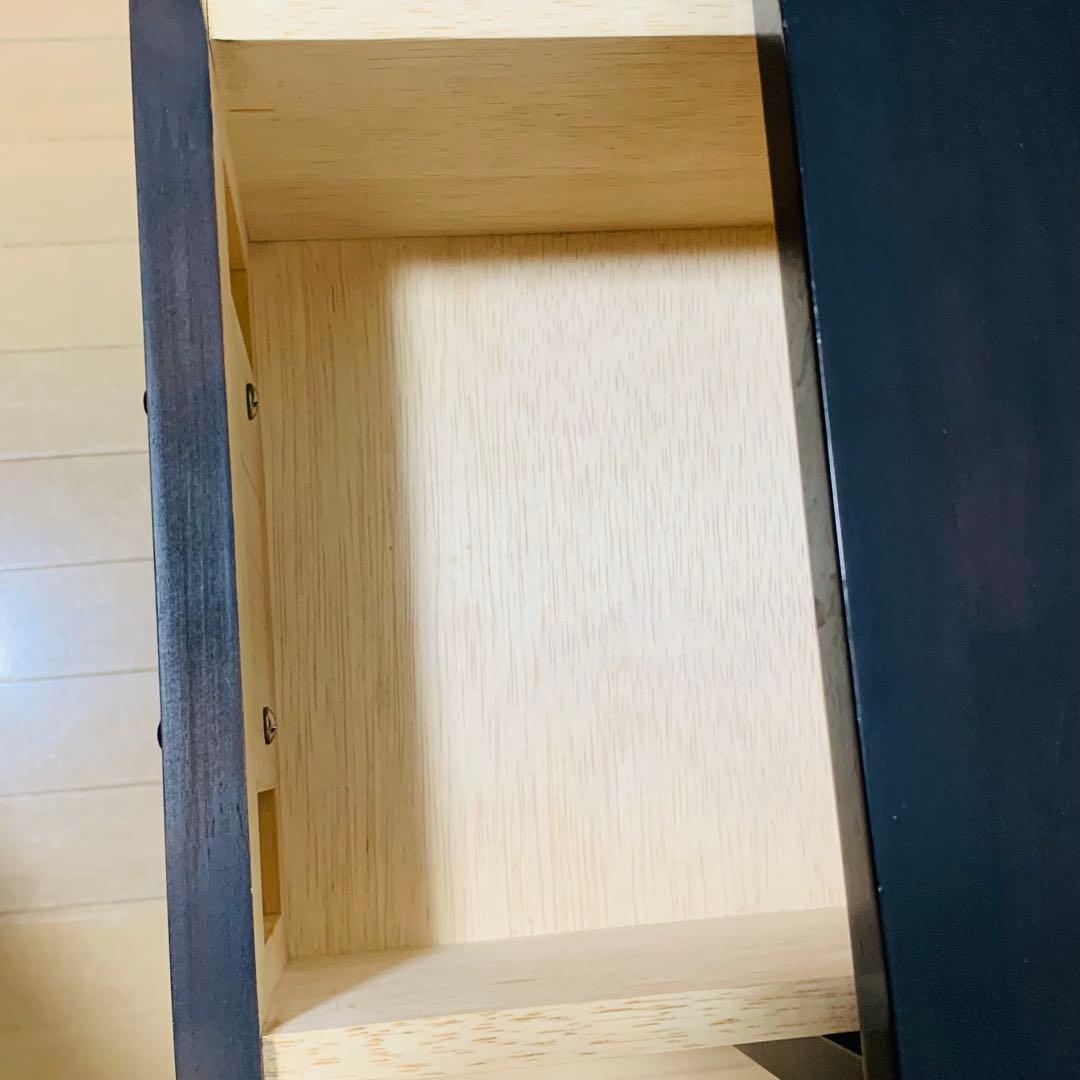 アジアン家具　籐 ラタン 木枠4段チェスト 引き出し 収納 タンス 花台　電話台