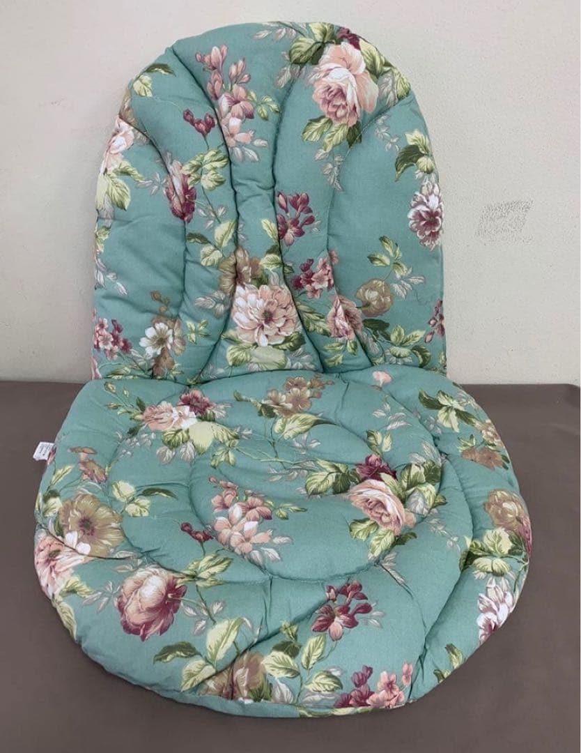 背当て付き椅子シートクッション2セット　グリーンローズ