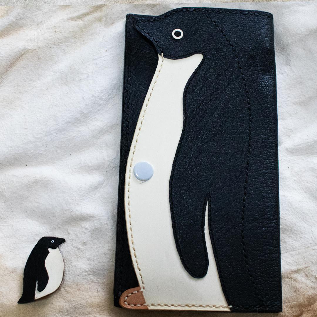 ペンギン(Adeliae Penguin)デザイン 牛革豚革レザー・長札入財布