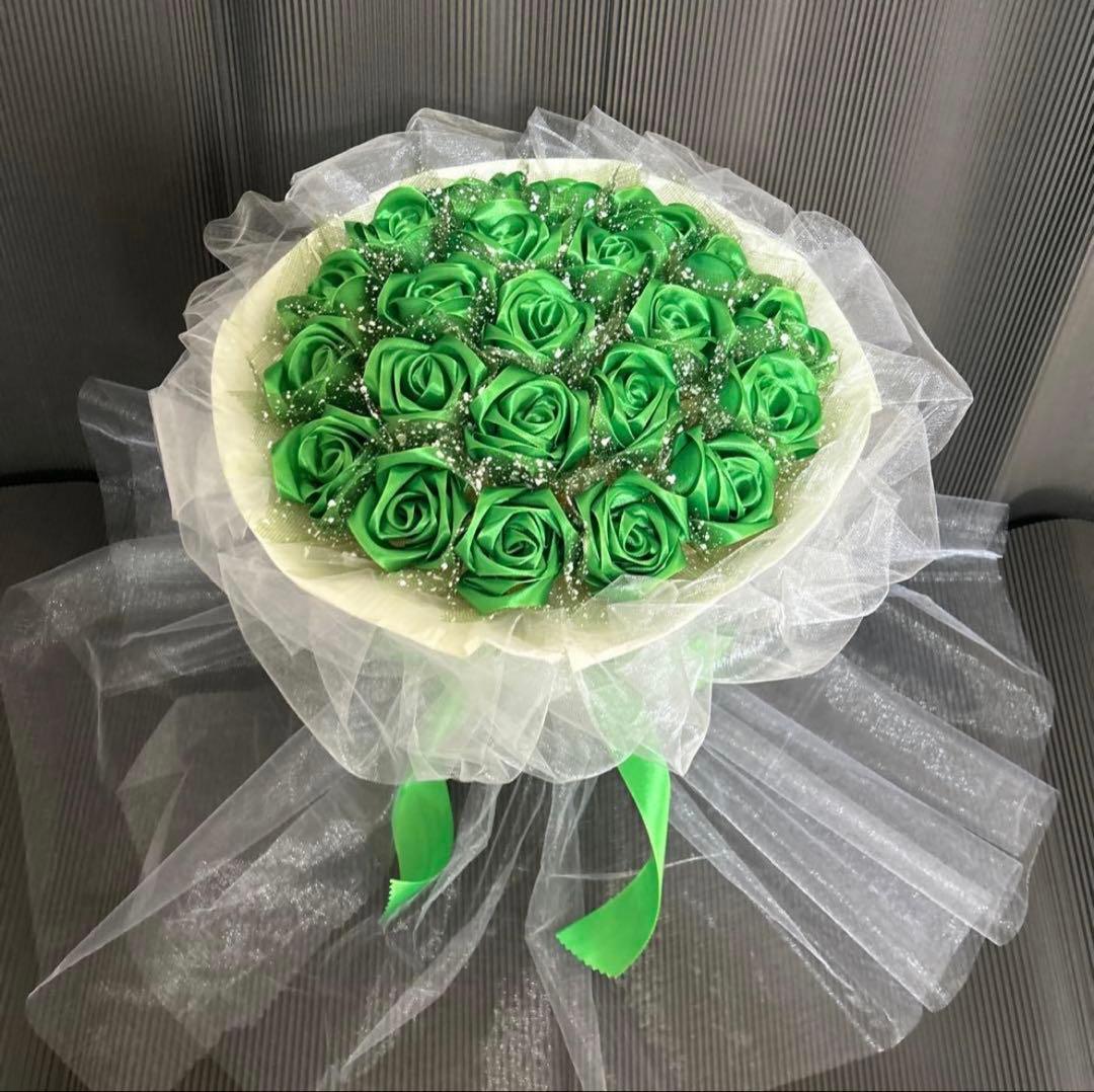 22本グリーンバラブーケ　プレゼント お祝い 枯れない花 永生薔薇　特別な人へ