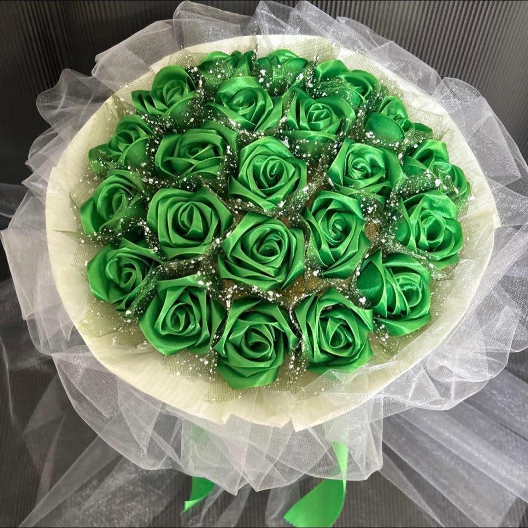 22本グリーンバラブーケ　プレゼント お祝い 枯れない花 永生薔薇　特別な人へ