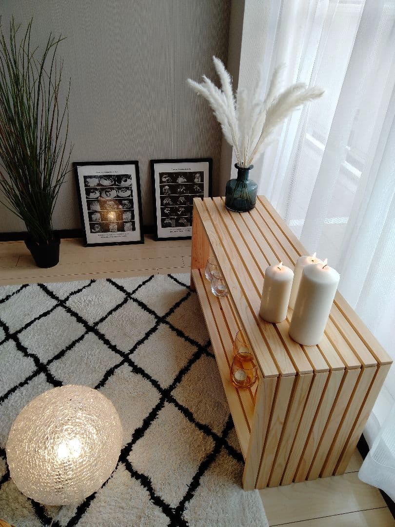 杉ルーバーの木箱　飾り棚　本棚　テレビボード　センターテーブル　サイドテーブル