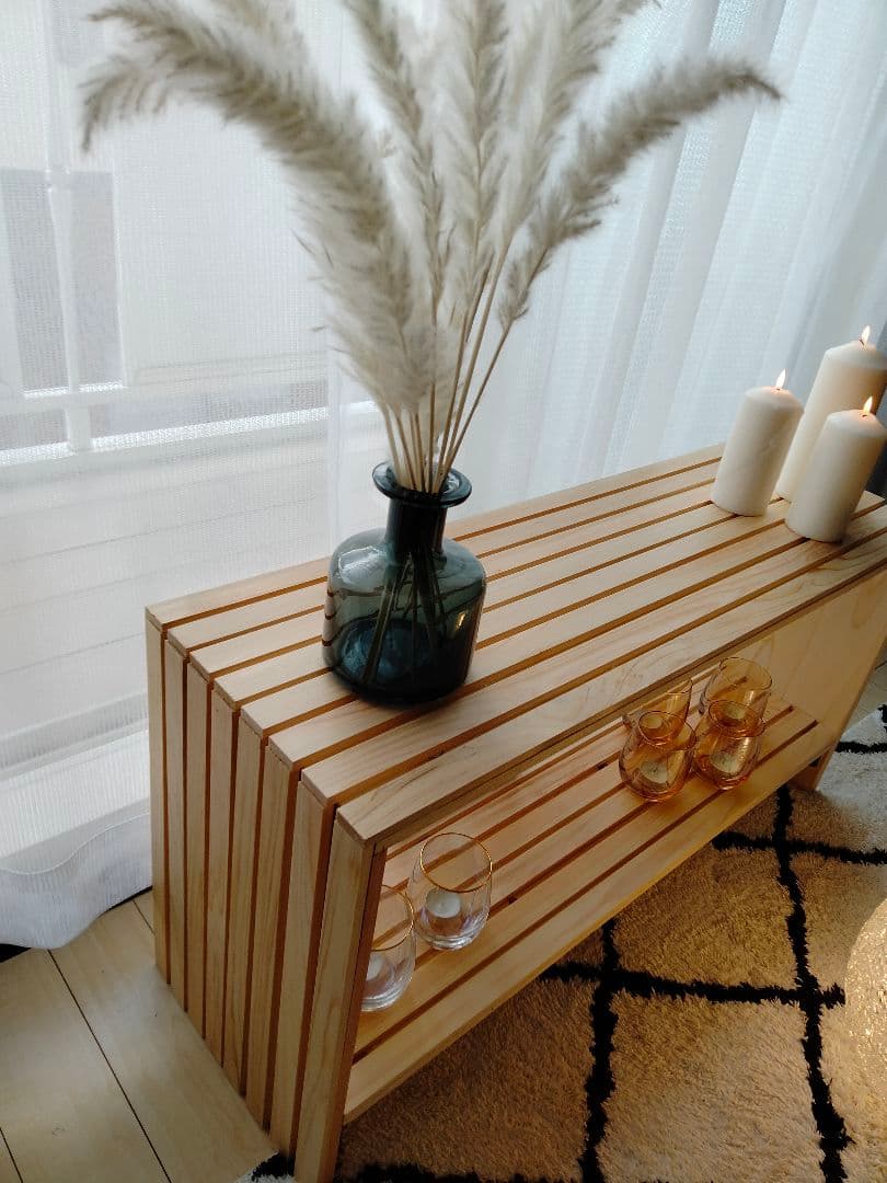 杉ルーバーの木箱　飾り棚　本棚　テレビボード　センターテーブル　サイドテーブル