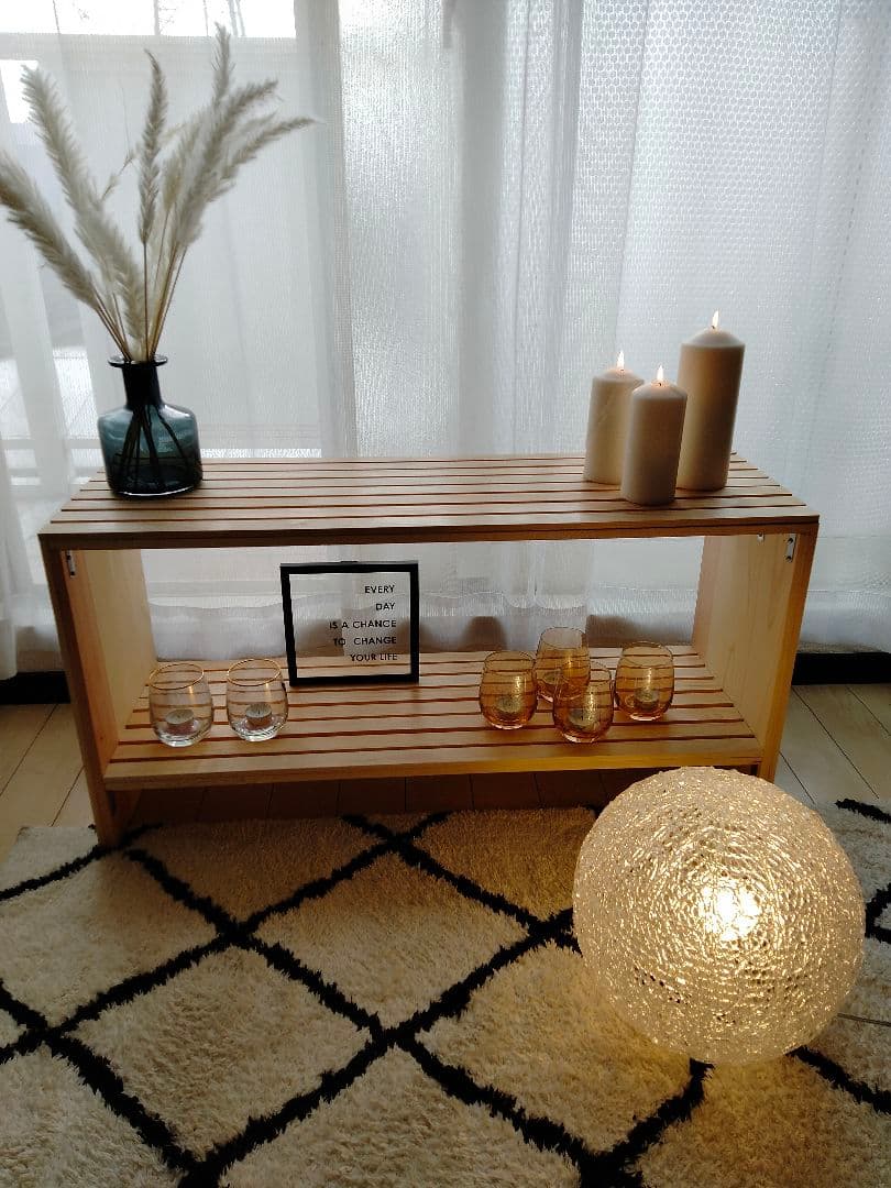 杉ルーバーの木箱　飾り棚　本棚　テレビボード　センターテーブル　サイドテーブル