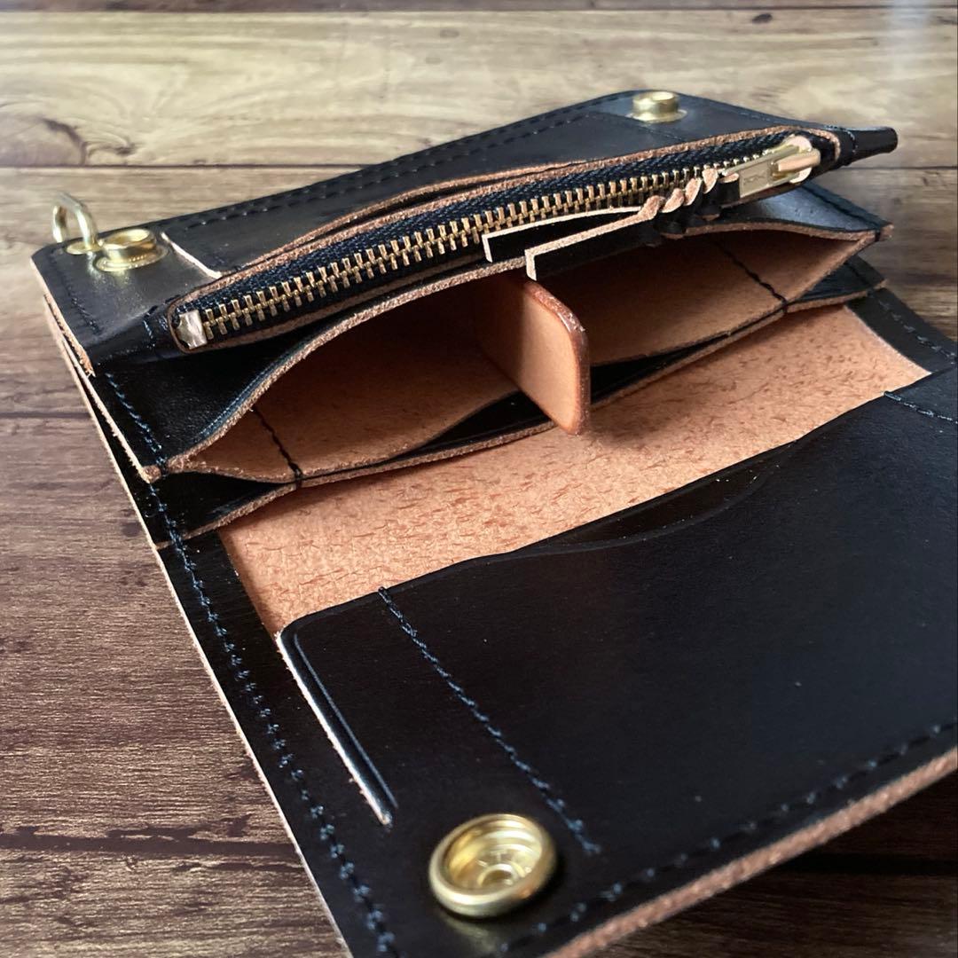 【yuuu様ご確認用】ミドルトラッカーウォレット【お札を折らずに収納】