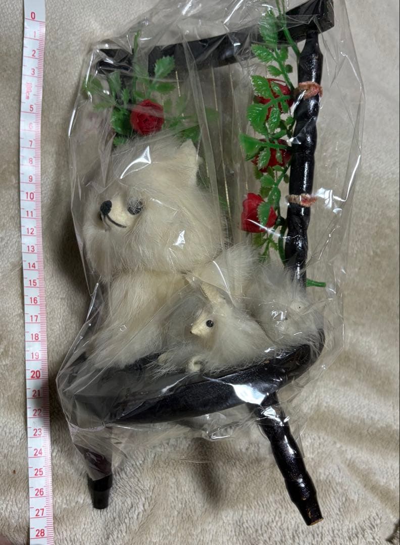 犬　スピッツ　ポメラニアン　ぬいぐるみ　置物