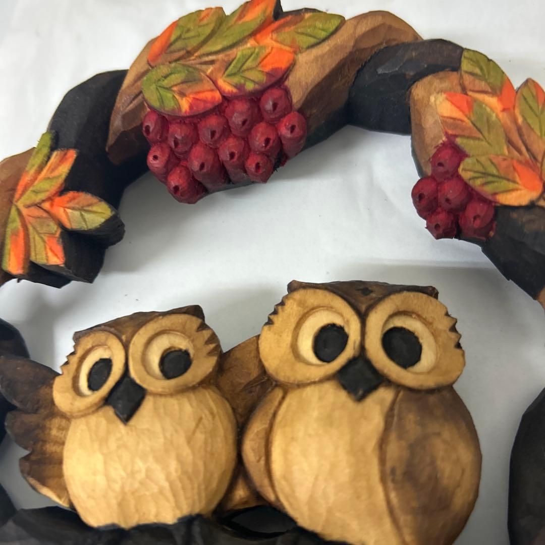 フクロウのアートパネルと壁飾りセット