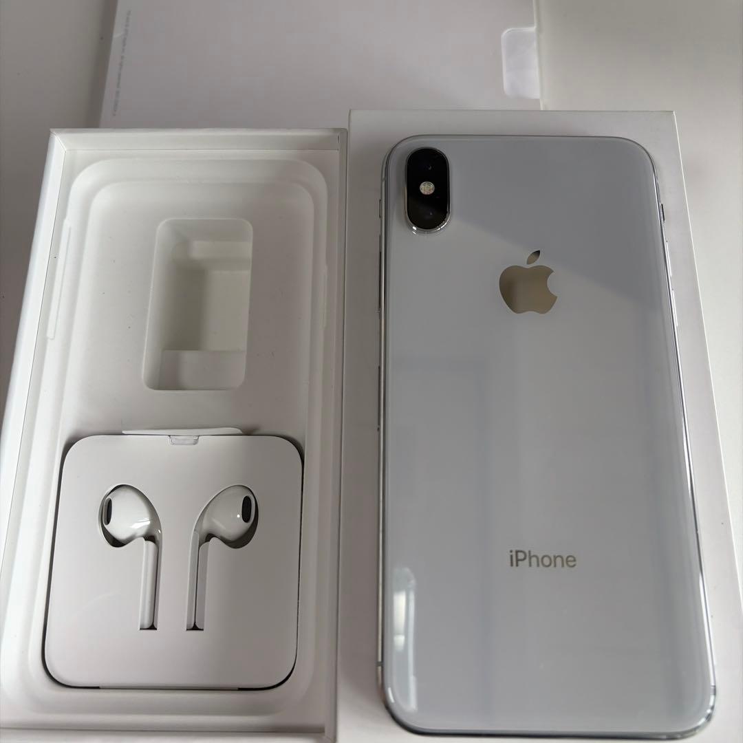iPhone X 64GB シルバー バッテリー80% 箱・未使用イヤホン付