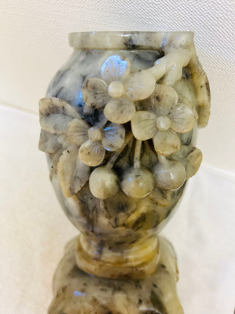 时代物 砡製　花入　玉石　花瓶　高さ19.5cm 重さ1450g y500