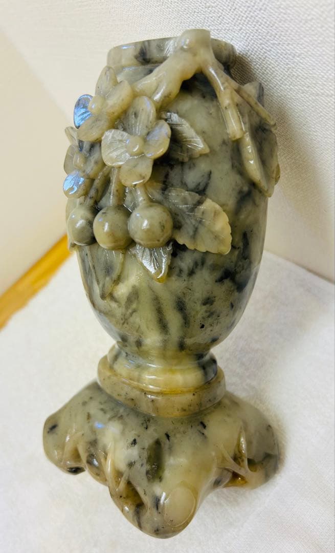 时代物 砡製　花入　玉石　花瓶　高さ19.5cm 重さ1450g y500