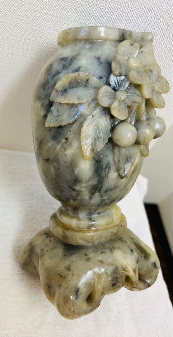 时代物 砡製　花入　玉石　花瓶　高さ19.5cm 重さ1450g y500