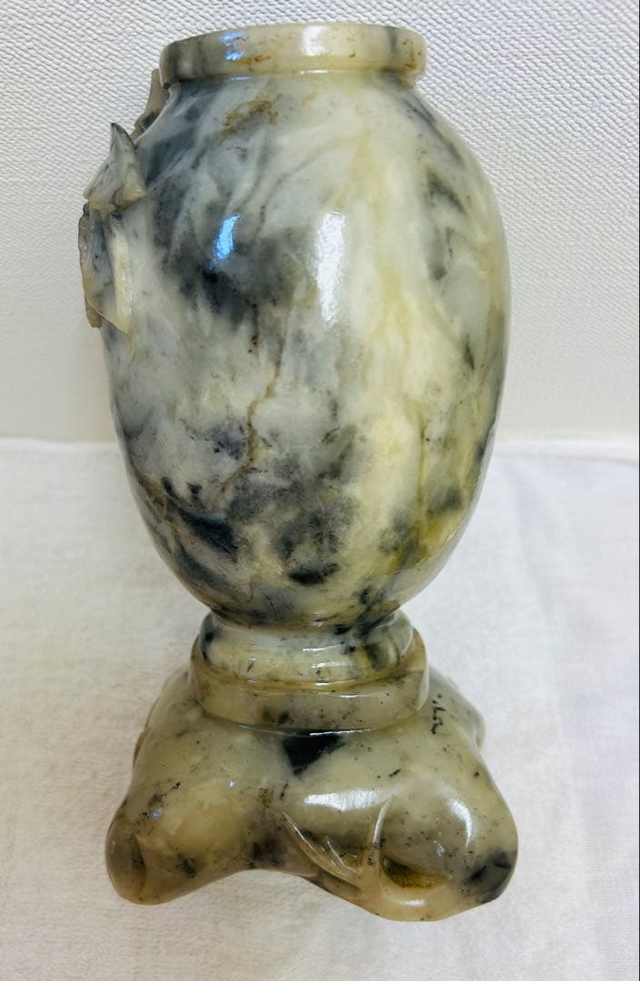 时代物 砡製　花入　玉石　花瓶　高さ19.5cm 重さ1450g y500