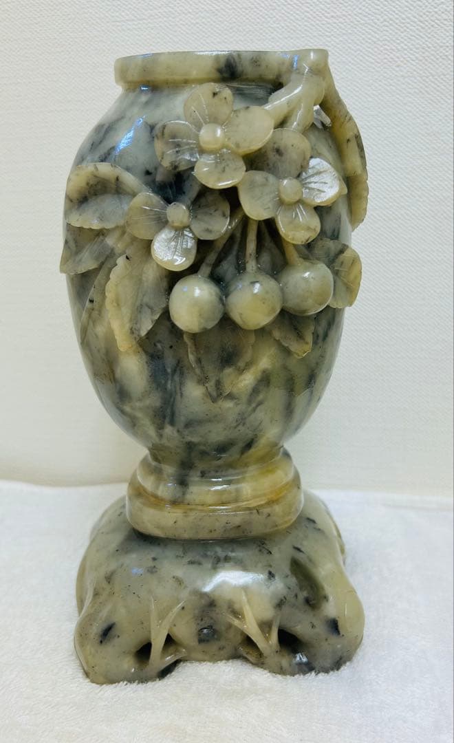 时代物 砡製　花入　玉石　花瓶　高さ19.5cm 重さ1450g y500