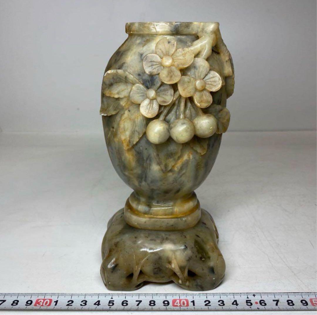 时代物 砡製　花入　玉石　花瓶　高さ19.5cm 重さ1450g y500