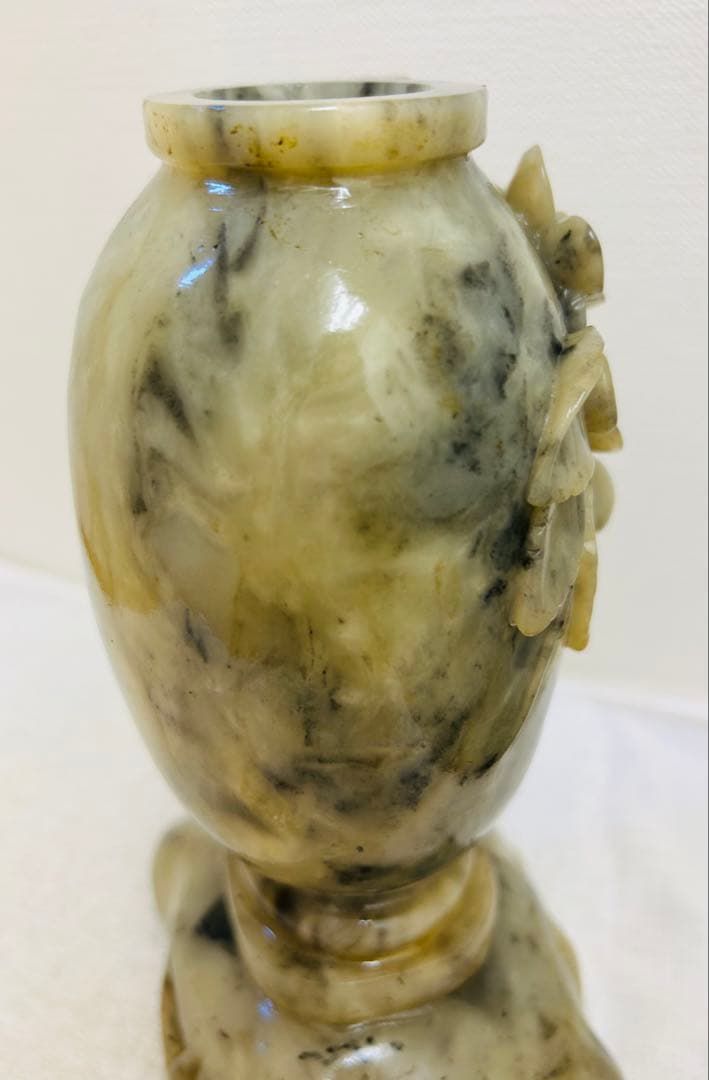 时代物 砡製　花入　玉石　花瓶　高さ19.5cm 重さ1450g y500