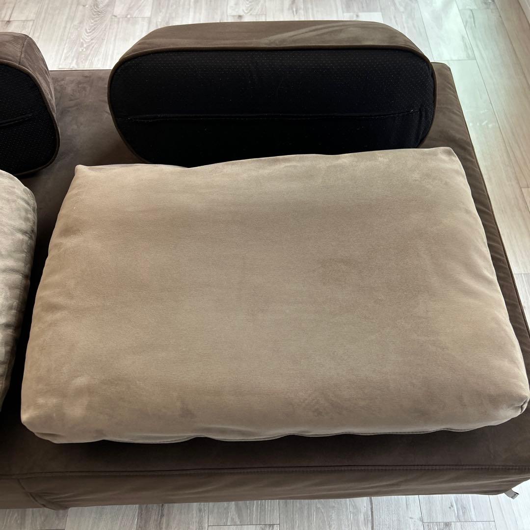 ブラウン スエード風 2人掛けソファ