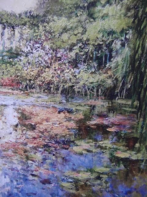 深沢昭明【モネの池】希少画集画、状態良好、新品高級額装付