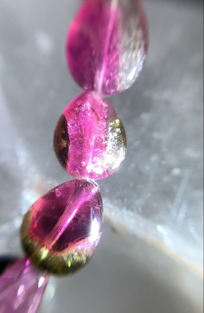 ★ユッキー様★ ウォーターメロントルマリン　雫型　ブレスレット　★高品質宝石質★