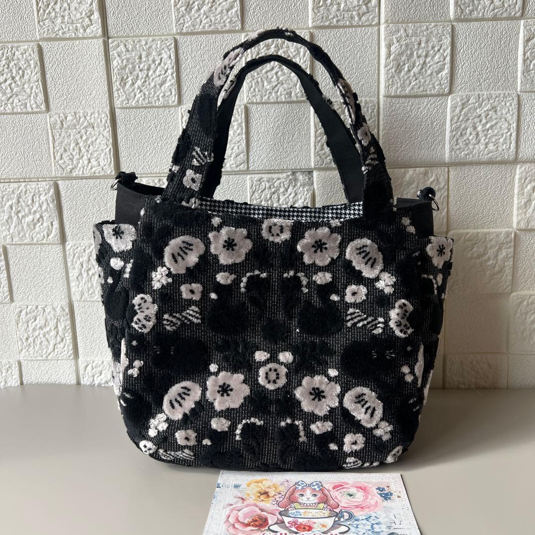 専用【ジョリーフルール】もふもふ　チューリップバック　S パンダブラック　①