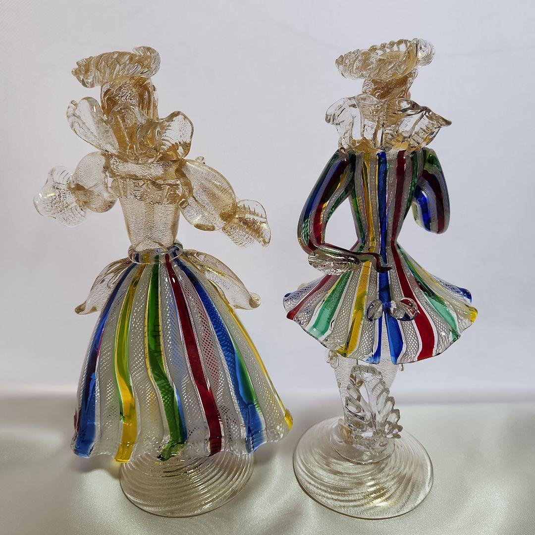 ま*ち様 ベネチアンガラス ムラーノグラス ペアドール レース柄 ヴェネチアンガ