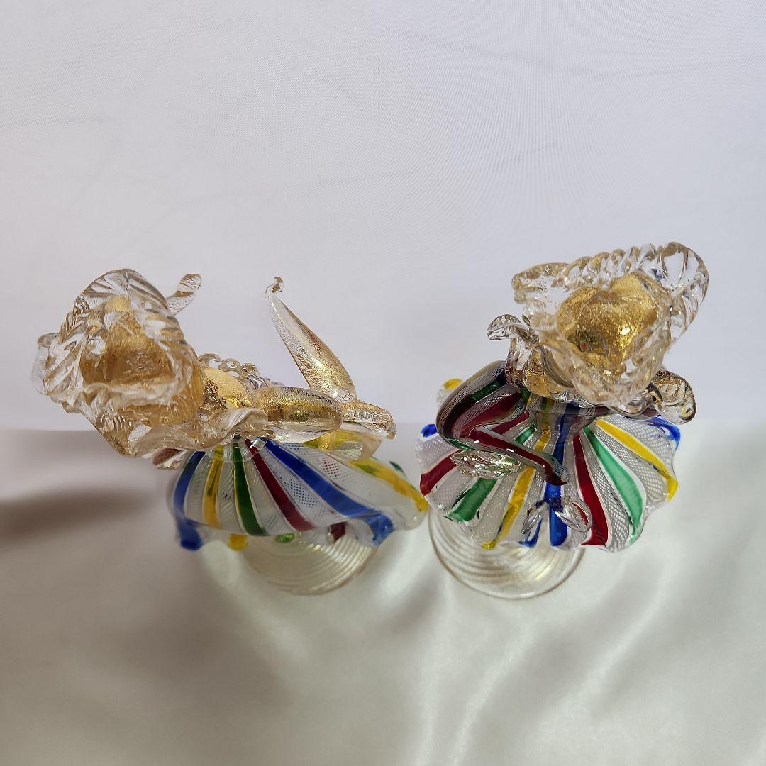 ま*ち様 ベネチアンガラス ムラーノグラス ペアドール レース柄 ヴェネチアンガ